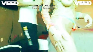 BEHIND THE SCENES before the Hotel Stripper Party ebony gets ready for the orgy